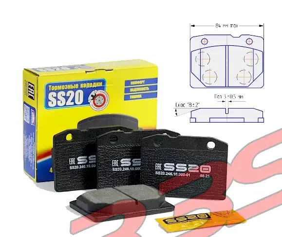Колодки ВАЗ-2101-2107 переднего тормоза (комплект) SS20 SS54102
