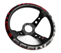 Руль спортивный Vertex 1996 с выносом кожа без перфорации (красный)