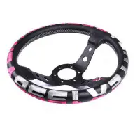 Руль спортивный Vertex 1996 с выносом кожа без перфорации (розовый)