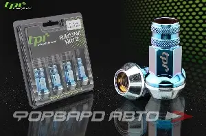 Гайки колесные 12*1,25*45 вращающийся конус, 4 шт., сквозные, сталь, голубые C304544NSF/BT-TPI TPI