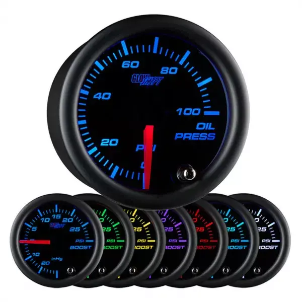 Black 7 Color Oil Pressure Gauge