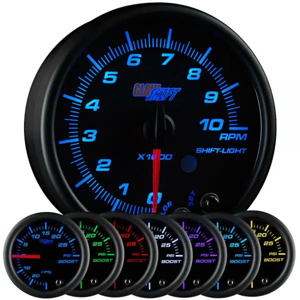 Black 7 Color 3 ¾” In Dash Tachometer Gauge