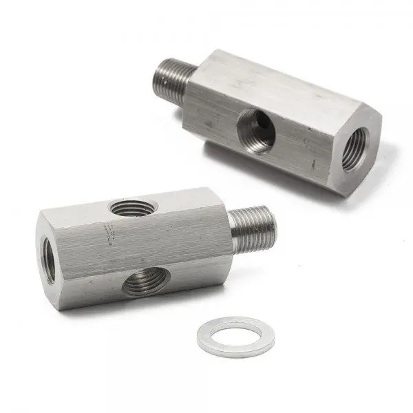 1/8 NPT & 1/8" BSPT & M10 Oil Pressure Sensor Tee To NPT Adapter Turbo Supply Feed Line Gauge NPT Male Famale Joint Connector Auto Accessories