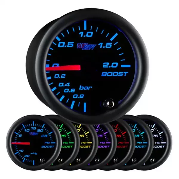 Black 7 Color BAR Boost/Vacuum Gauge