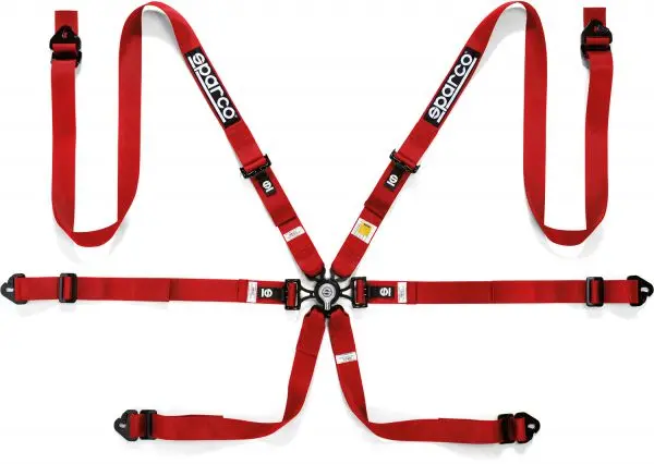 Sparco 6 Point Belt (2 inch, Red)