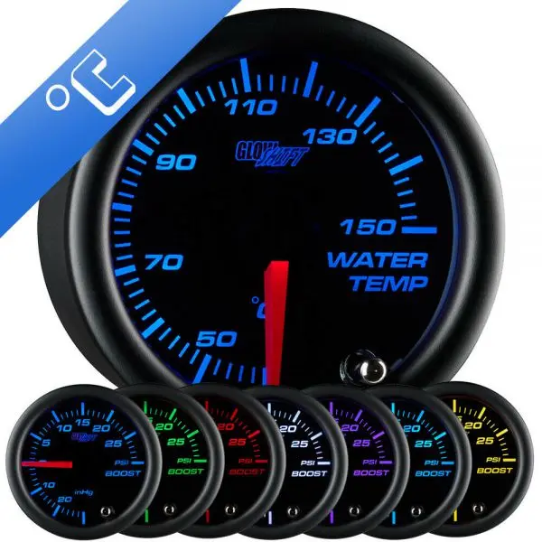 Black 7 Color Celsius Water Temperature Gauge