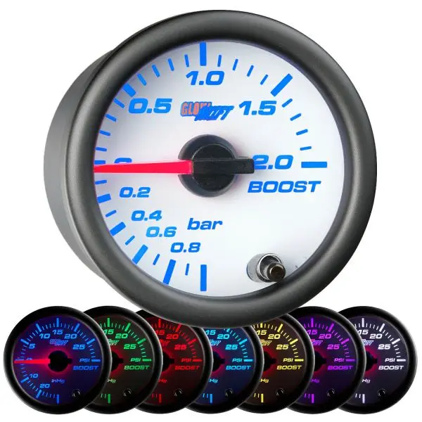White 7 Color BAR Boost Gauge