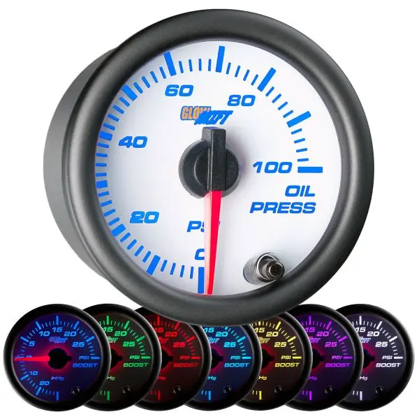 White 7 Color Oil Pressure Gauge