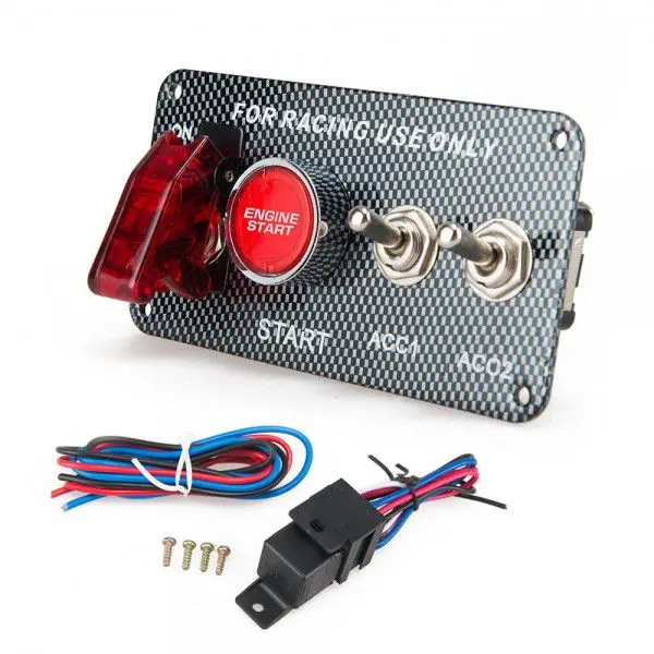 Racing Car Engine Start Push Button Ignition Switch Panel With 2 Tumbler