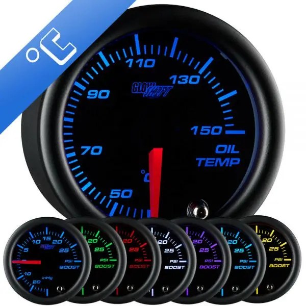 Black 7 Color Celsius Oil Temp Gauge