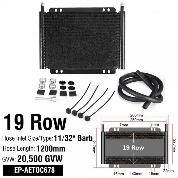 Transmission Oil Cooler 19 Row Black