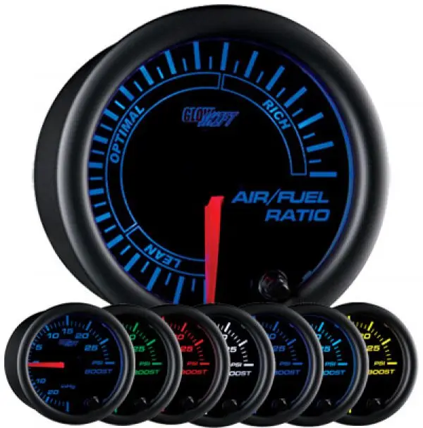Black 7 Color Narrowband Air/Fuel Ratio Gauge
